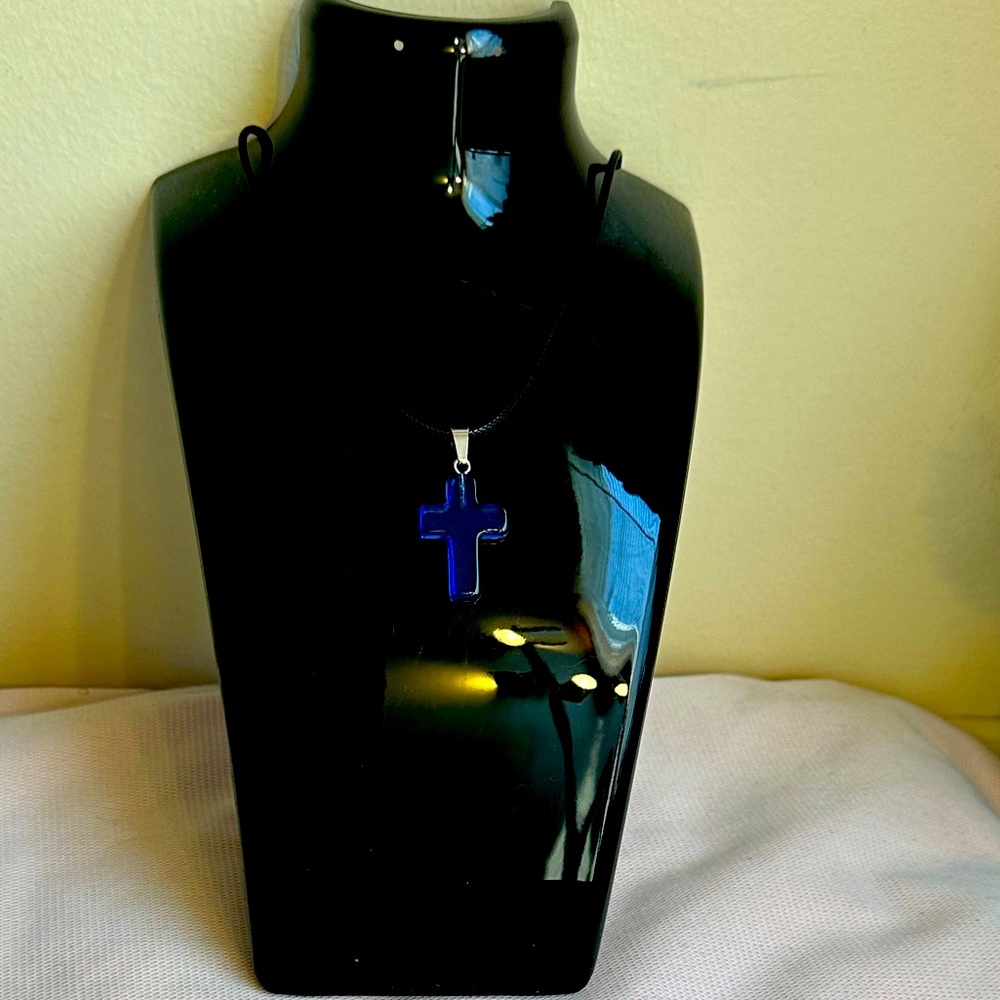 Royal Blue cross necklace